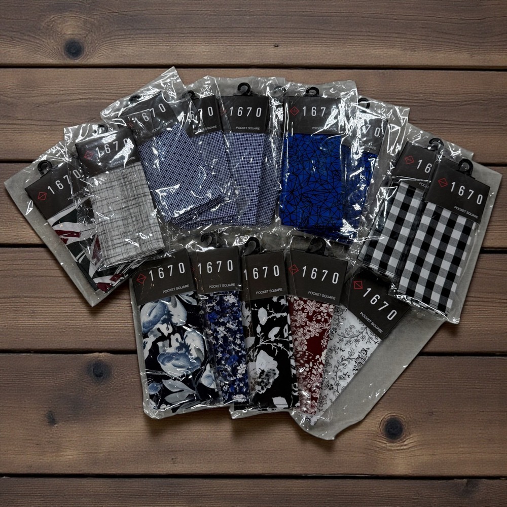 1670‎ Mens Pocket Square Handkerchief 15pc Bundle Set - Assorted Patterns